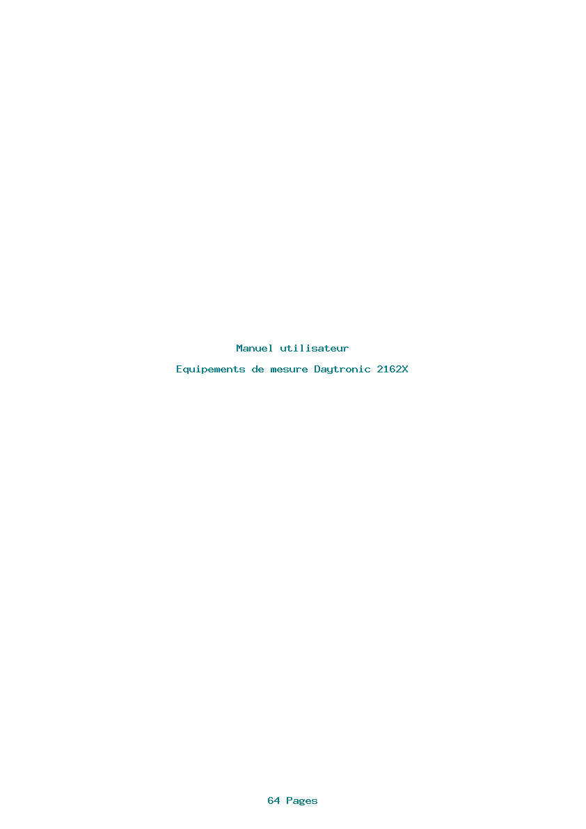 Page 1 de la notice Manuel utilisateur Daytronic 2162X