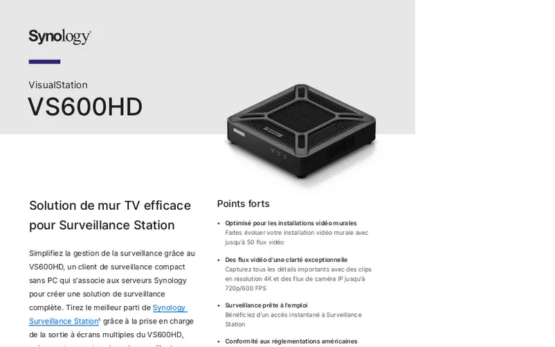 Página 1 del manual Ficha técnica Synology VS600HD