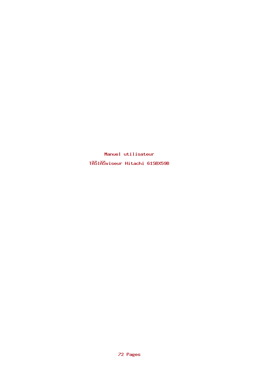 Page 1 de la notice Manuel utilisateur Hitachi 61SBX59B
