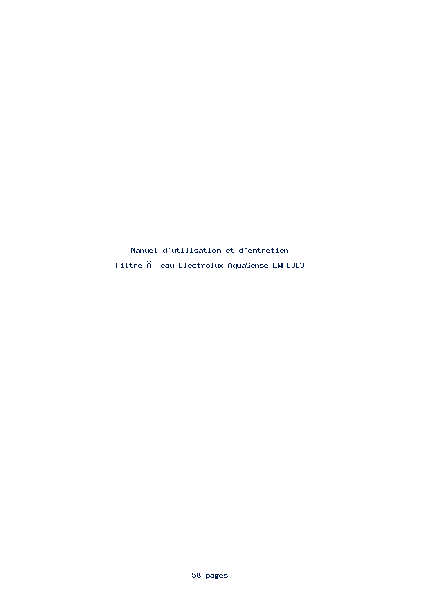 Page 1 de la notice Manuel d'utilisation et d'entretien Electrolux AquaSense EWFLJL3