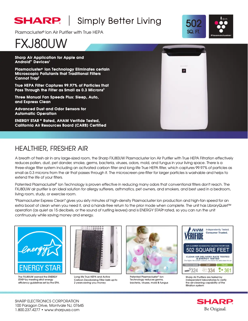 Página 1 del manual Ficha técnica Sharp FX-J80U