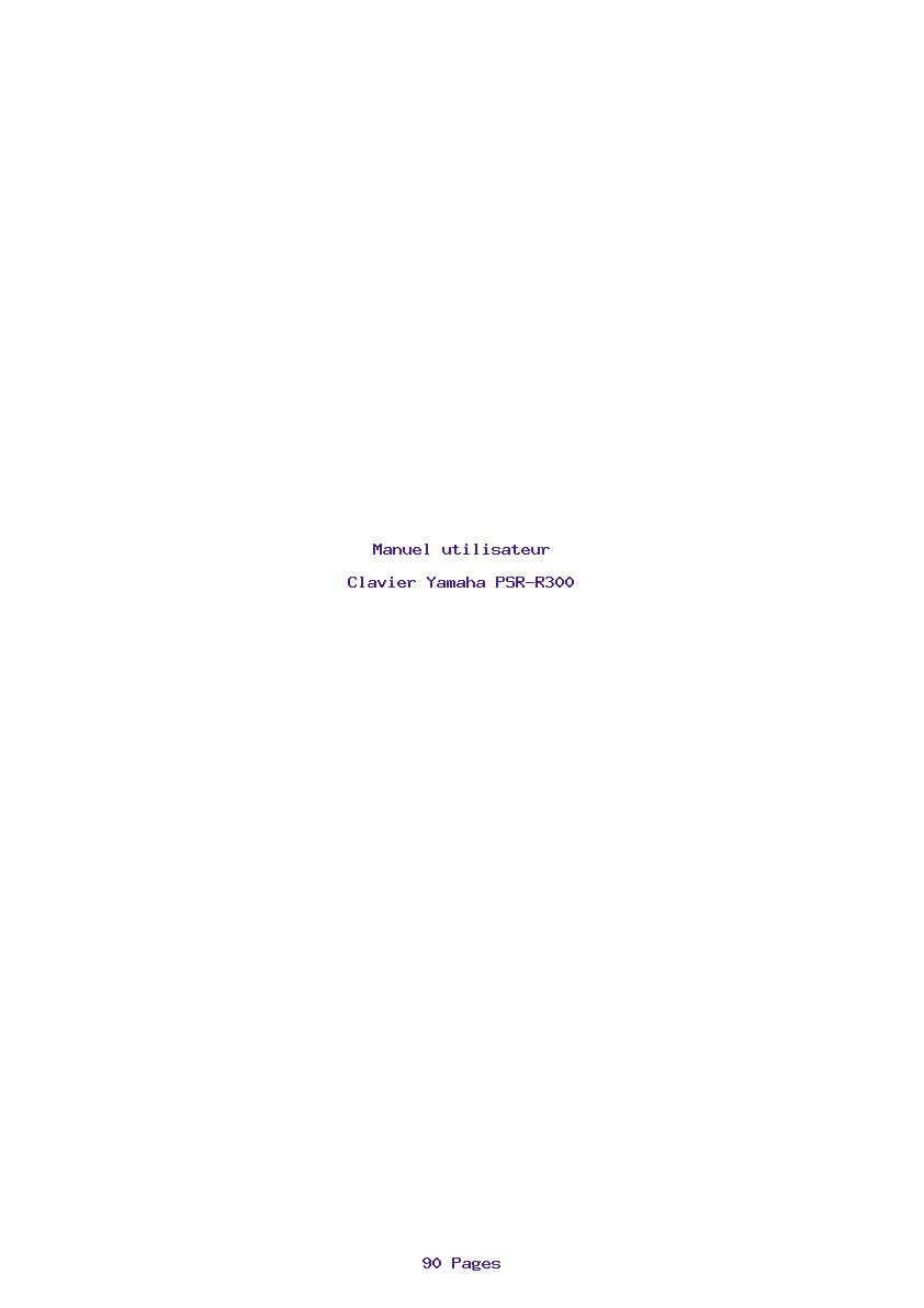 Page 1 de la notice Manuel utilisateur Yamaha PSR-R300