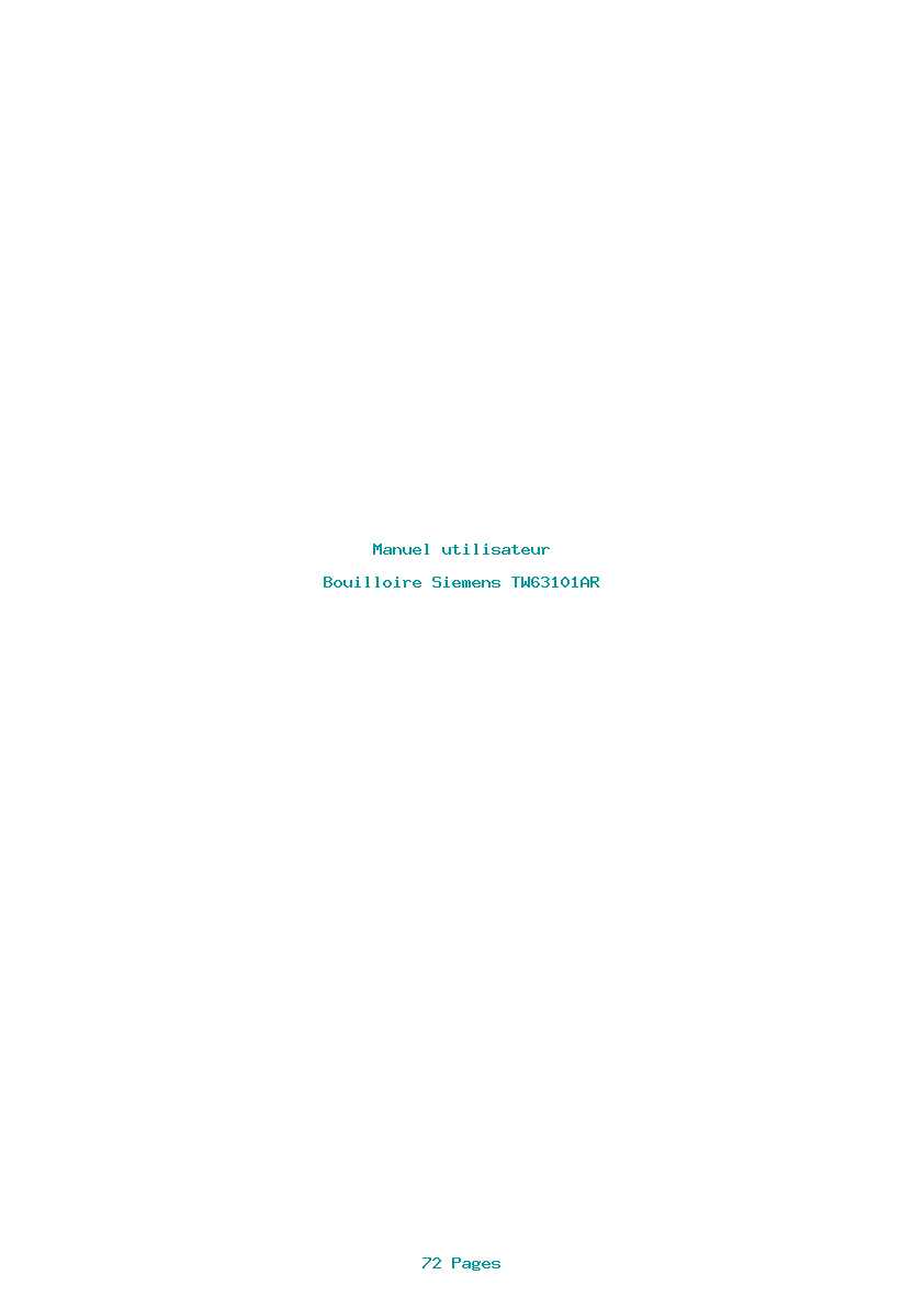 Page 1 de la notice Manuel utilisateur Siemens TW63101AR