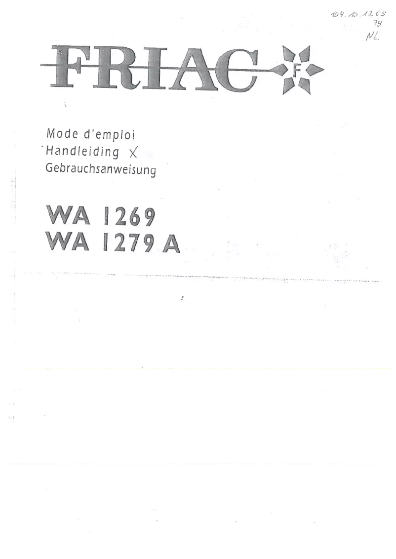 Page 1 of the manual User Manual Friac WA 1269