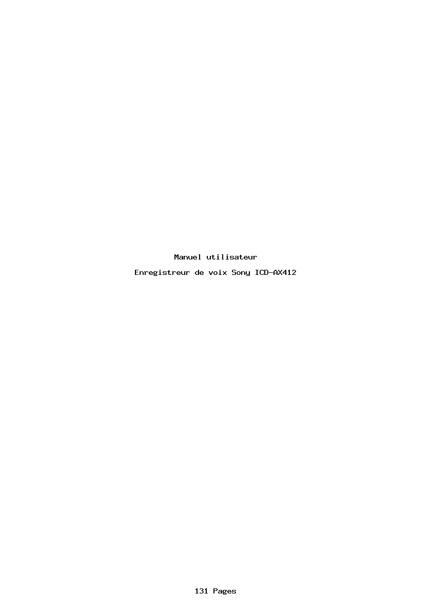 Image de la première page du manuel de l'appareil ICD-AX412