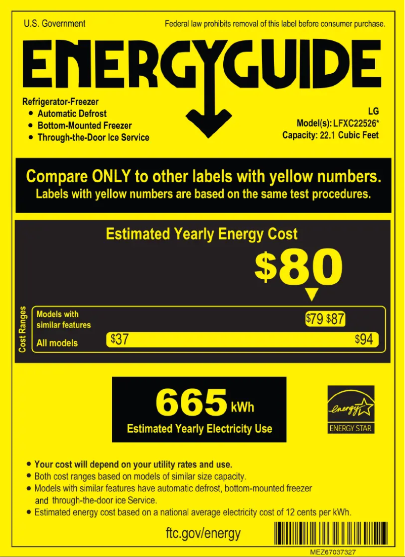 Page 1 of the manual Energy Label LG LFXC22526S