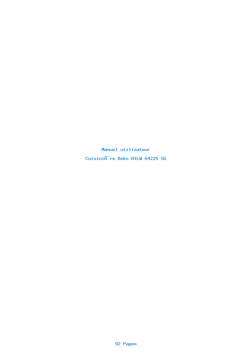 Page 1 de la notice Manuel utilisateur Beko HILW 64225 SG