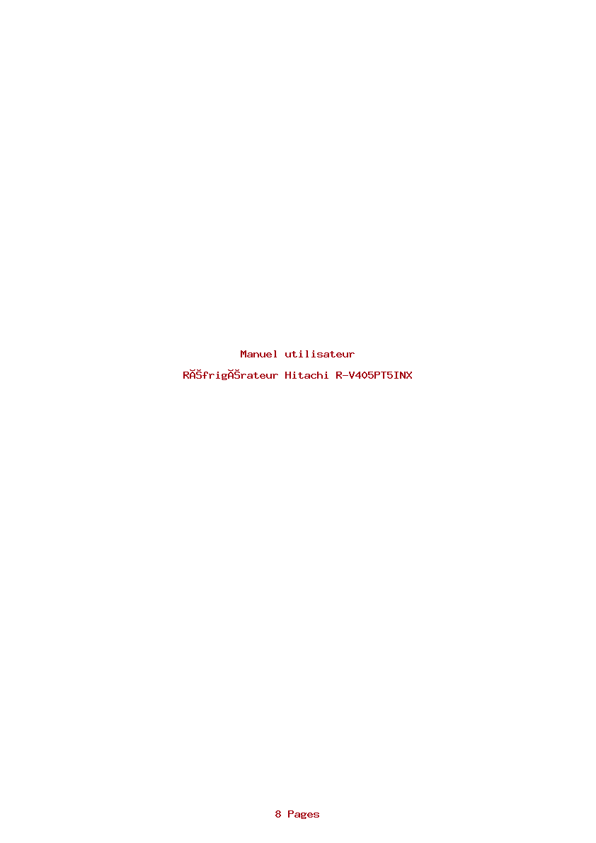 Page 1 de la notice Manuel utilisateur Hitachi R-V405PT5INX
