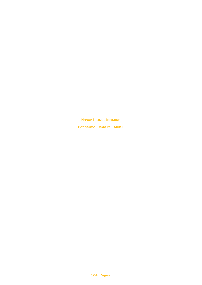 Page 1 de la notice Manuel utilisateur DeWalt DW954
