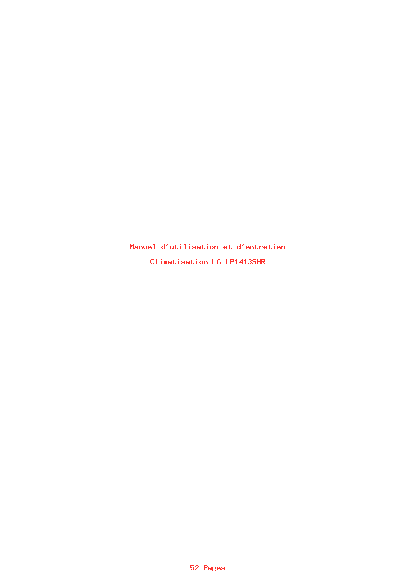 Page 1 de la notice Manuel d'utilisation et d'entretien LG LP1413SHR
