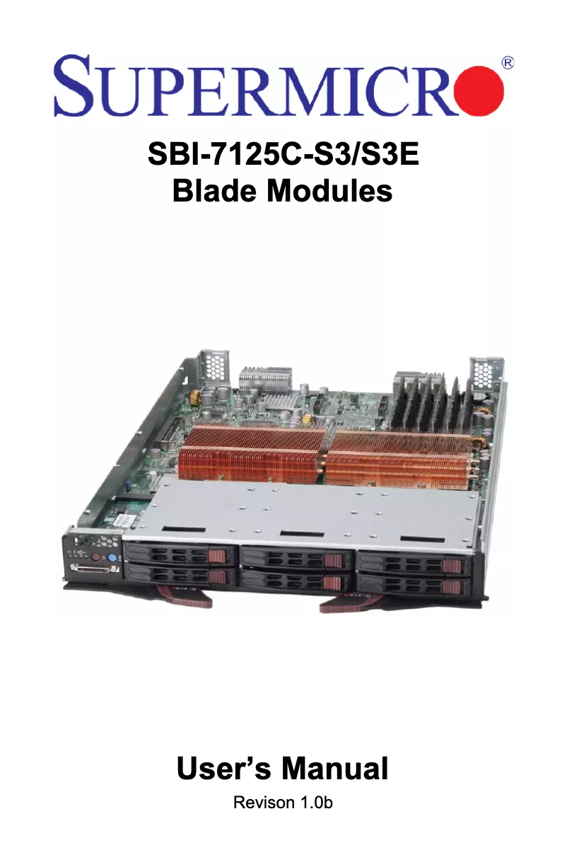 Page 1 of the manual User Manual Supermicro SuperBlade SBI-7125C-S3