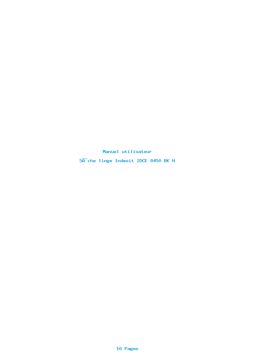 Page 1 de la notice Manuel utilisateur Indesit IDCE 8450 BK H