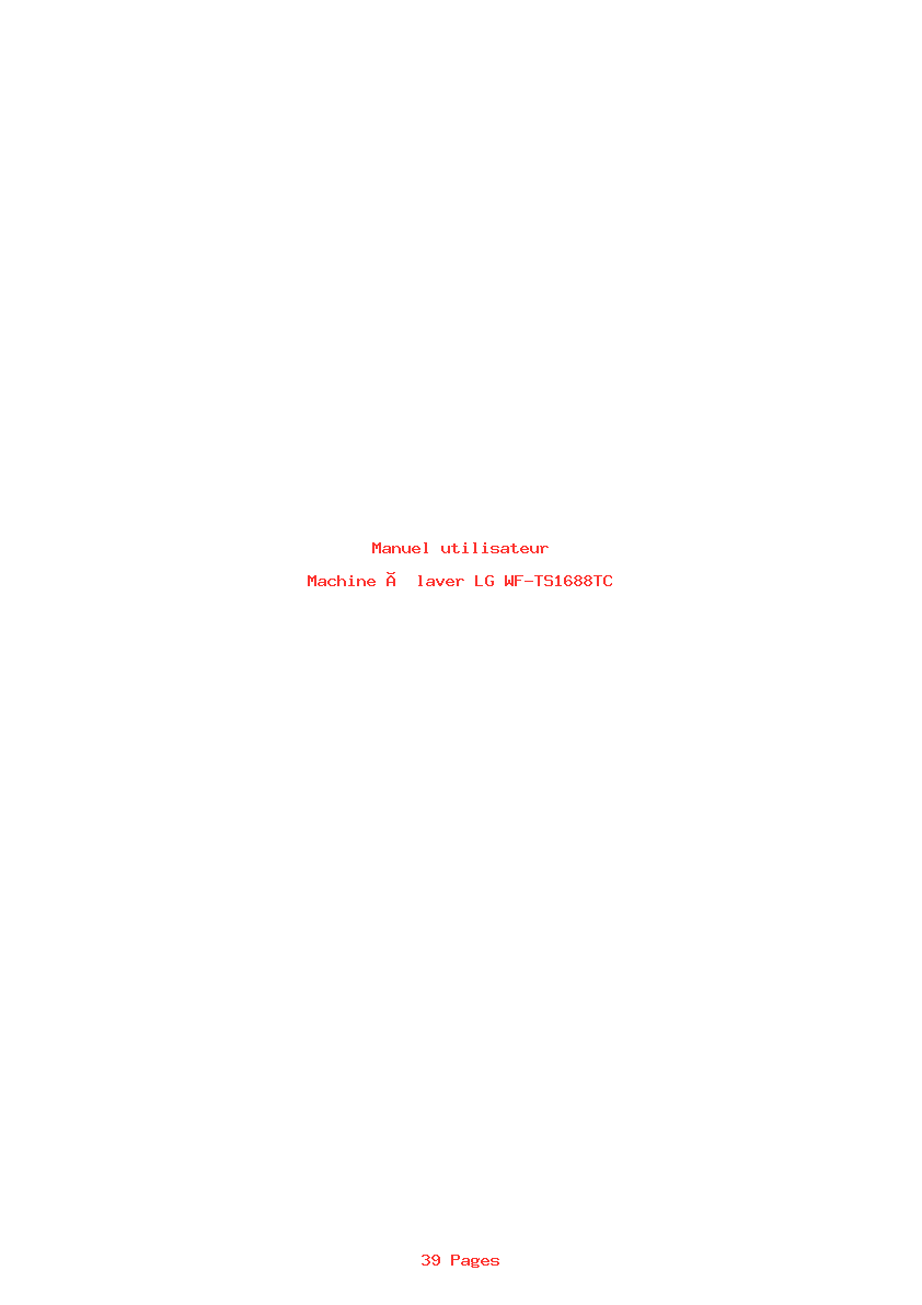 Page 1 de la notice Manuel utilisateur LG WF-TS1688TC