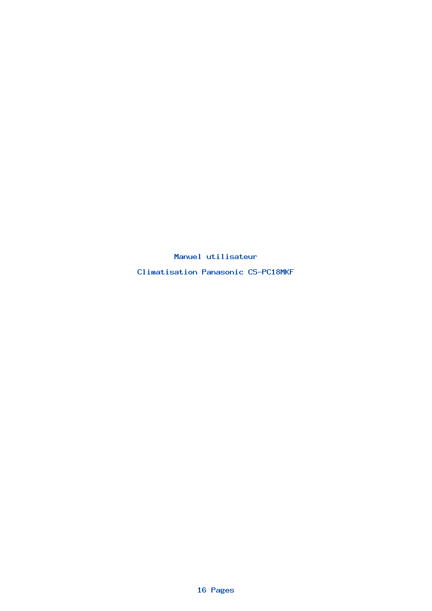 Page 1 de la notice Manuel utilisateur Panasonic CS-PC18MKF