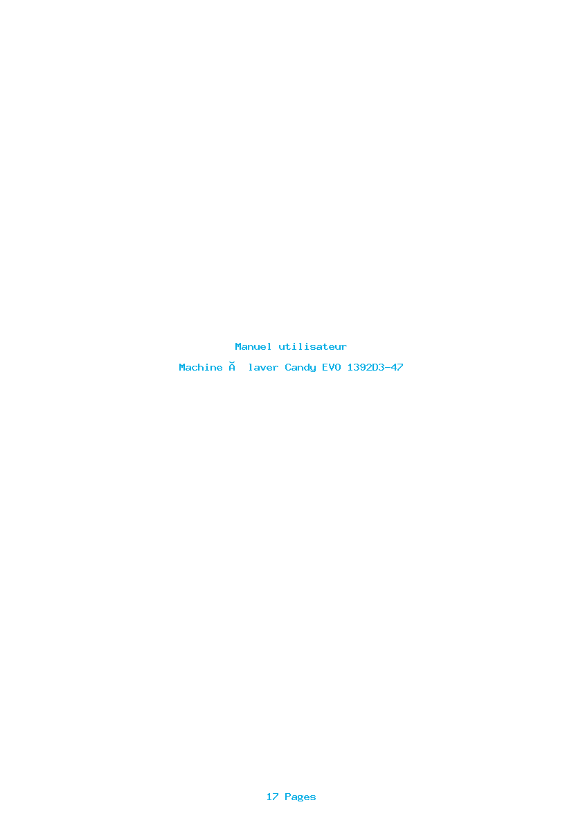 Page 1 de la notice Manuel utilisateur Candy EVO 1392D3-47
