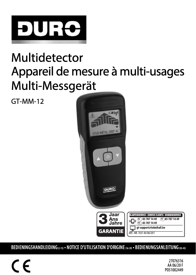 Page 1 de la notice Manuel utilisateur DURO GT-MM-12