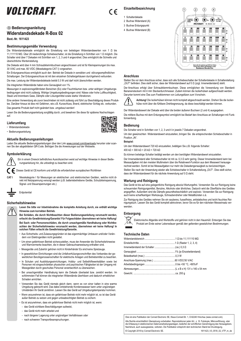 Page 1 de la notice Manuel utilisateur Voltcraft R-BOX 02