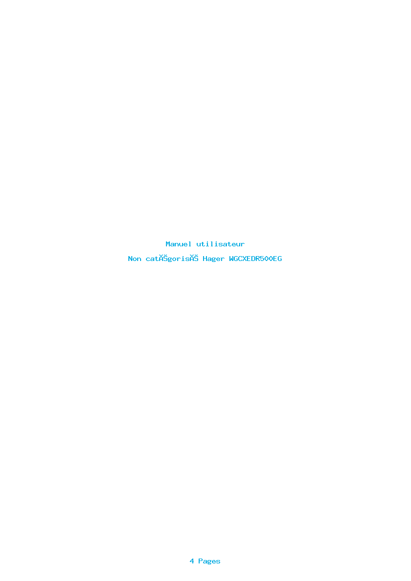 Page 1 de la notice Manuel utilisateur Hager WGCXEDR500EG