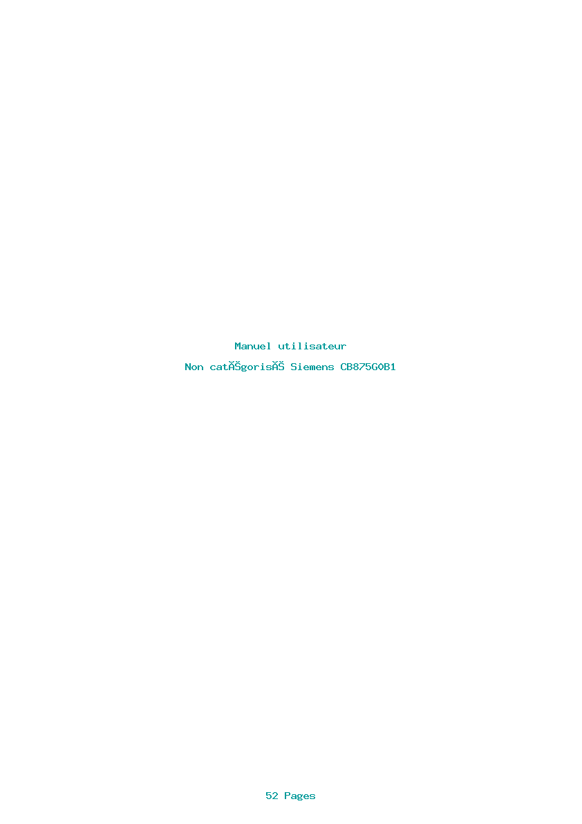 Page 1 de la notice Manuel utilisateur Siemens CB875G0B1