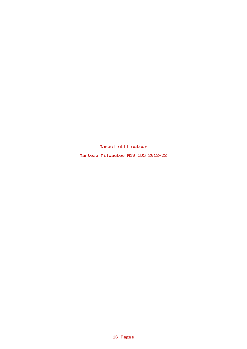 Page 1 de la notice Manuel utilisateur Milwaukee M18 SDS 2612-22