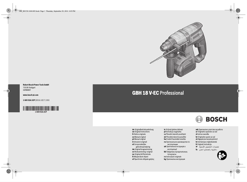 Page 1 of the manual User Manual Bosch GBH 18V-EC Professional