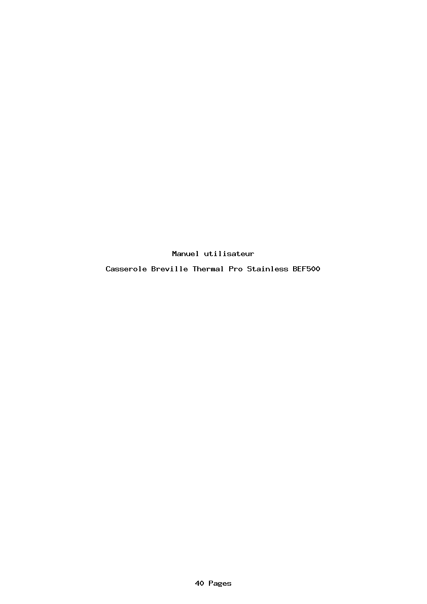 Page 1 de la notice Manuel utilisateur Breville Thermal Pro Stainless BEF500