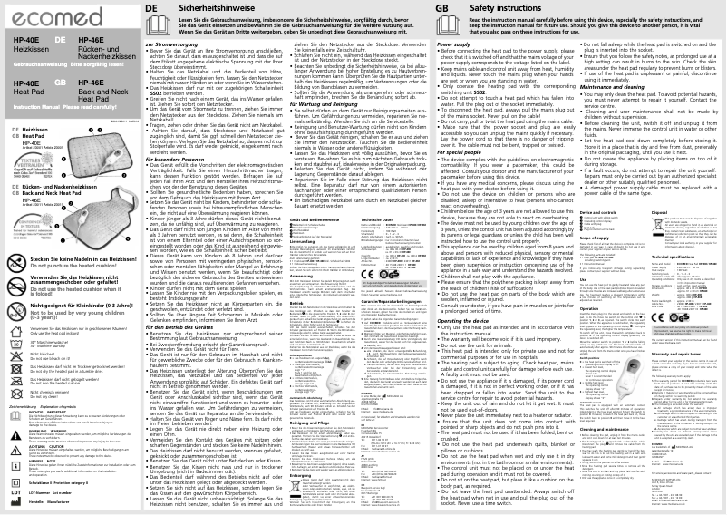 Página 1 del manual Manual de usuario Ecomed HP-46E