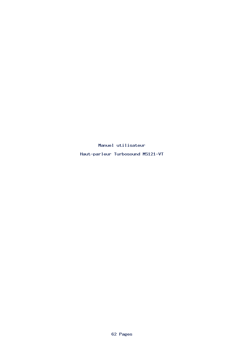 Page 1 de la notice Manuel utilisateur Turbosound MS121-VT