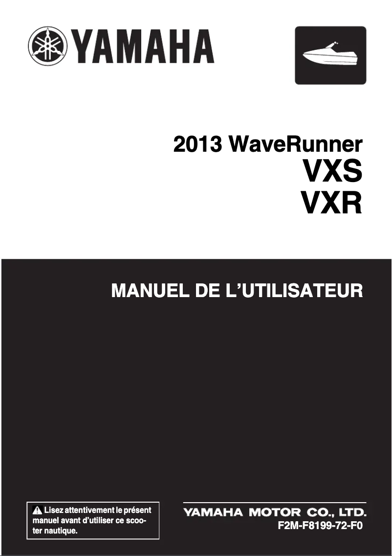 Page 1 de la notice Manuel utilisateur Yamaha WaveRunner VXS (2013)