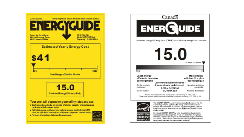 Page 1 de la notice Label énergétique Friedrich Chill Premier Inverter CCV08A10A