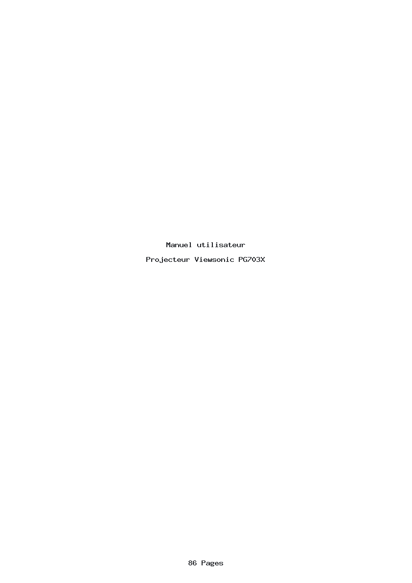 Page 1 de la notice Manuel utilisateur Viewsonic PG703X