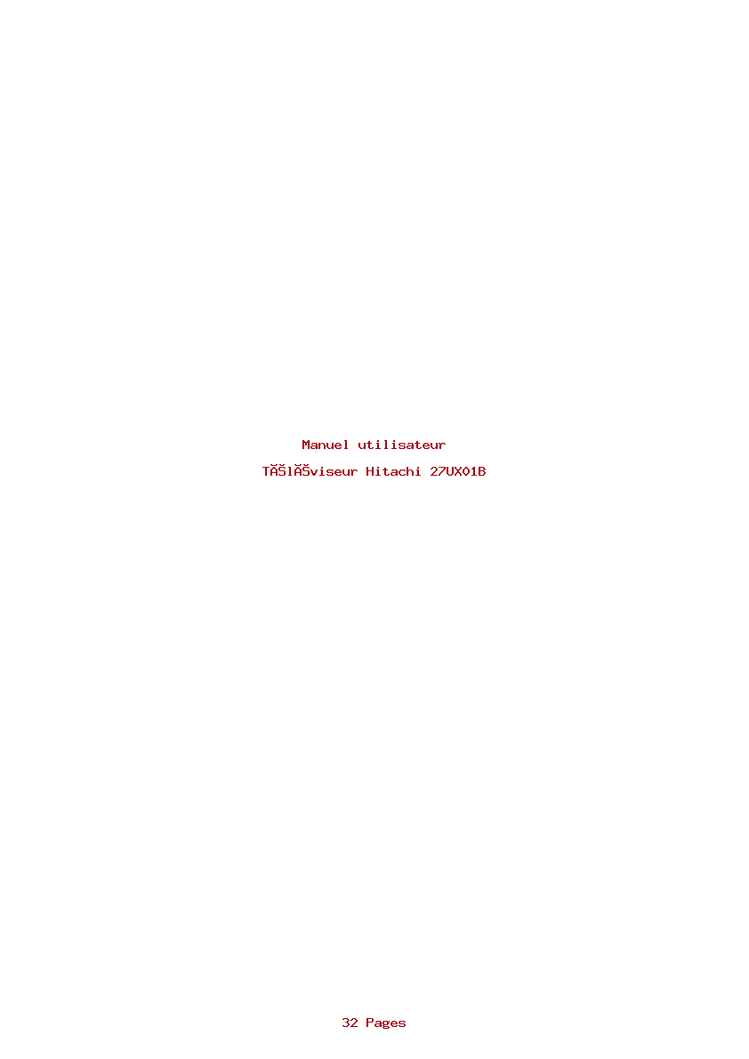 Page 1 de la notice Manuel utilisateur Hitachi 27UX01B
