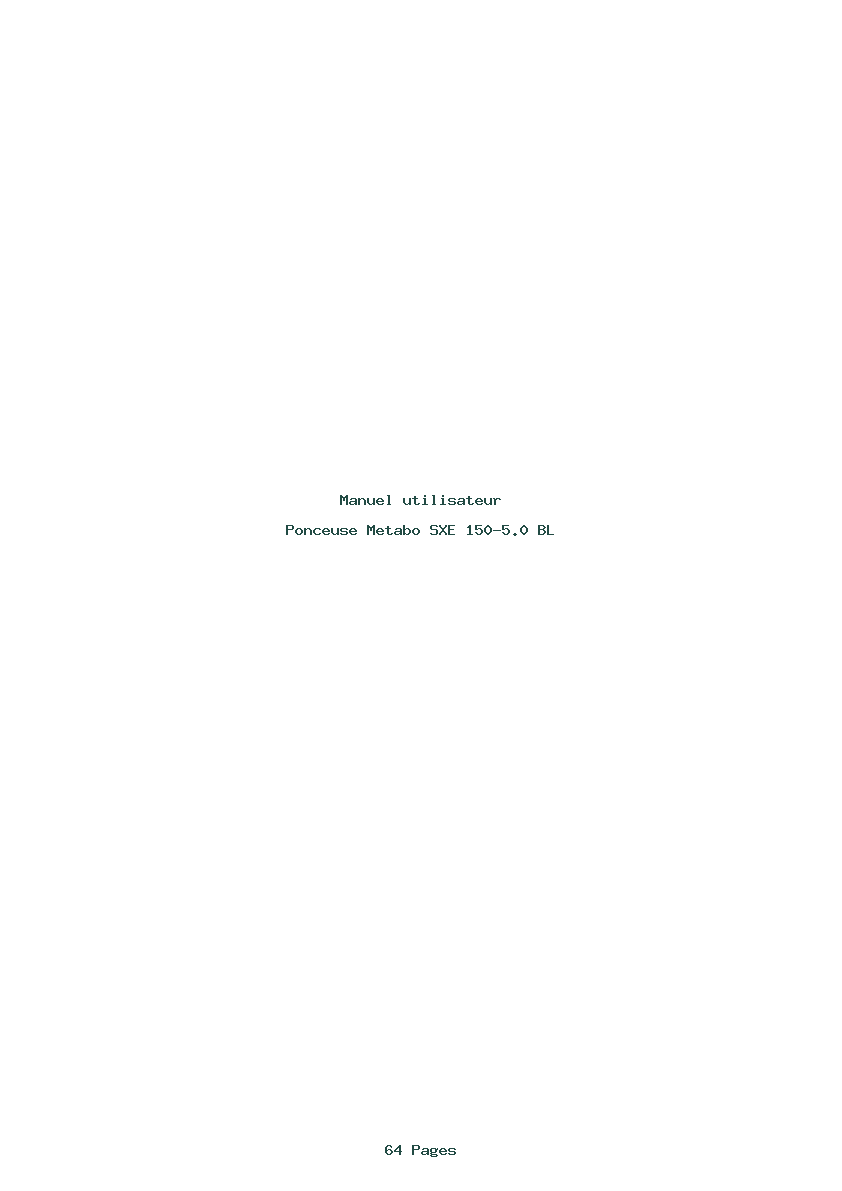 Page 1 de la notice Manuel utilisateur Metabo SXE 150-5.0 BL