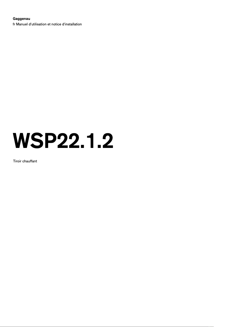 Page 1 of the manual Installation Guide Gaggenau WSP221112