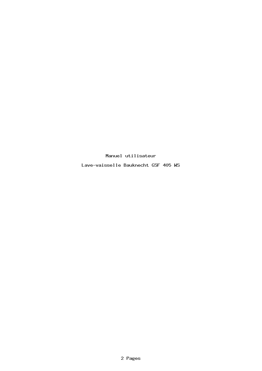 Page 1 de la notice Manuel utilisateur Bauknecht GSF 405 WS