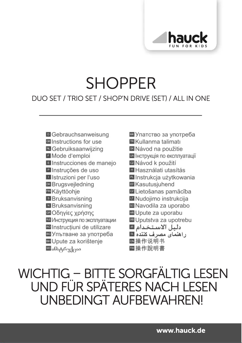 Page 1 de la notice Manuel utilisateur Hauck Shopper Trio Set