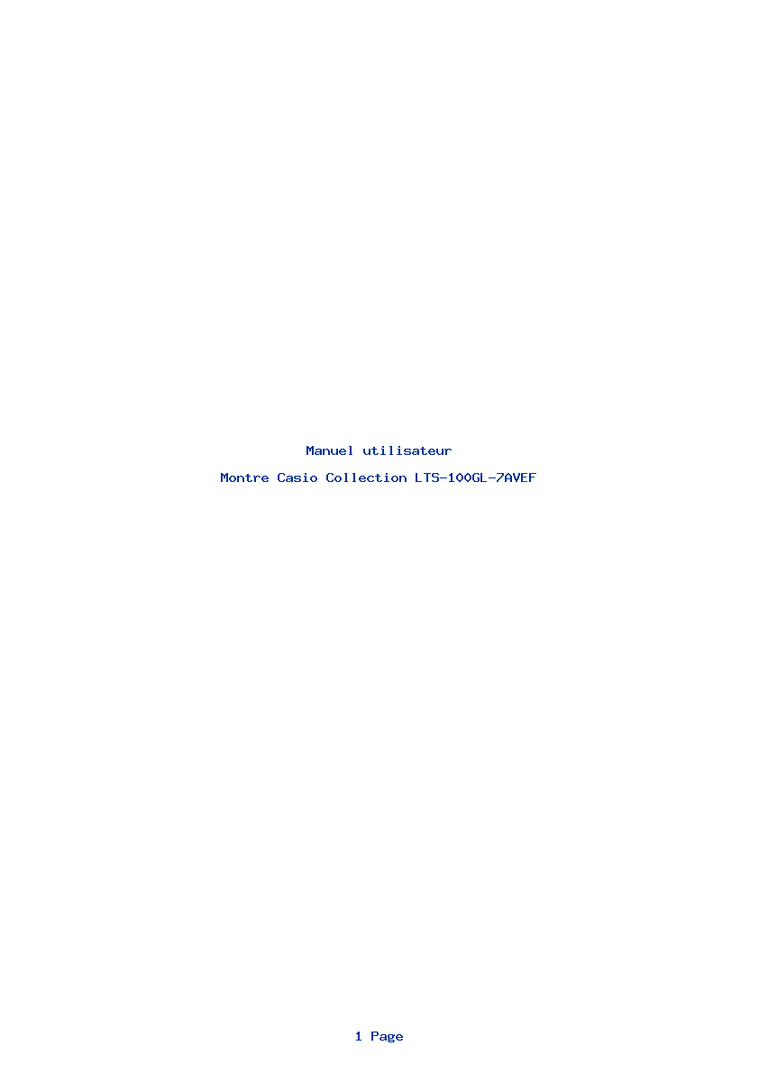 Page 1 de la notice Manuel utilisateur Casio Collection LTS-100GL-7AVEF