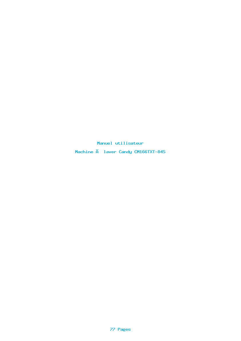 Page 1 de la notice Manuel utilisateur Candy CM166TXT-84S