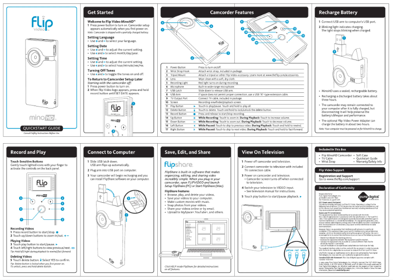 Page 1 de la notice Manuel utilisateur Cisco MinoHD Flip Video