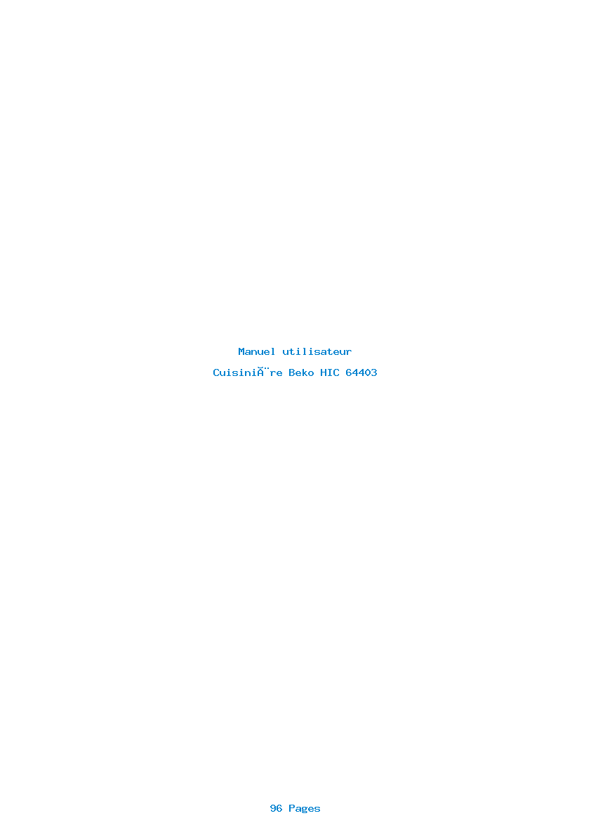 Page 1 de la notice Manuel utilisateur Beko HIC 64403