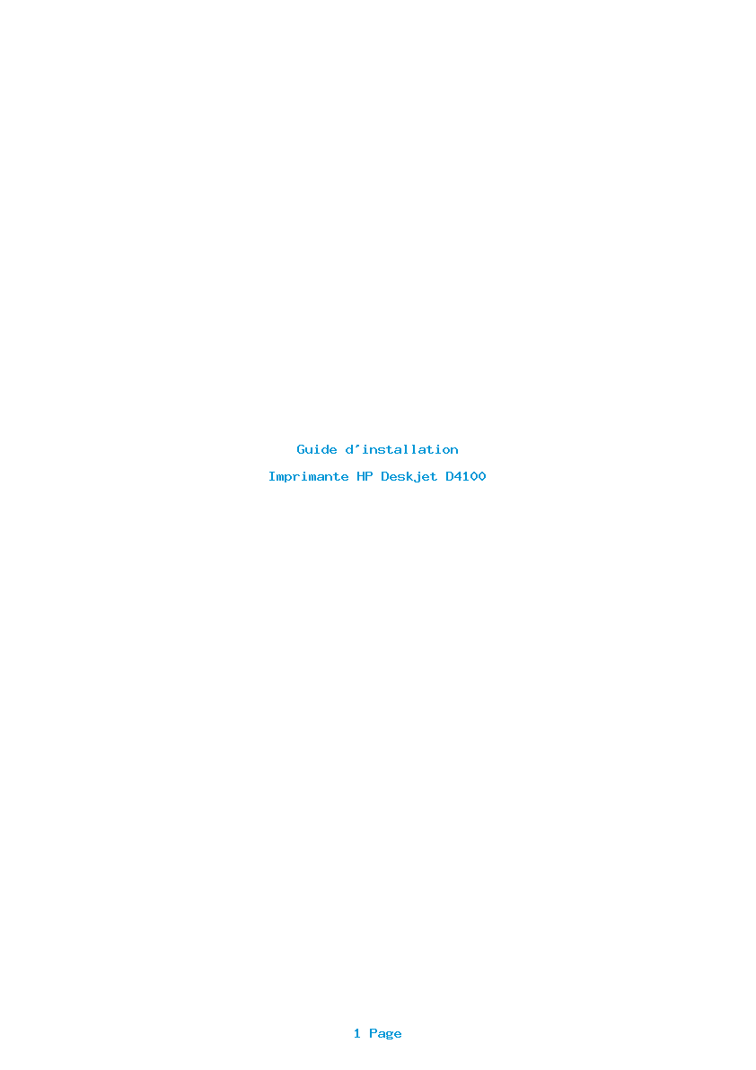 Page 1 de la notice Guide d'installation HP Deskjet D4100