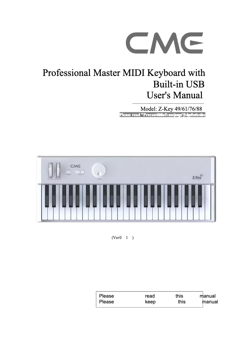Page 1 de la notice Manuel utilisateur CME Z-Key 61