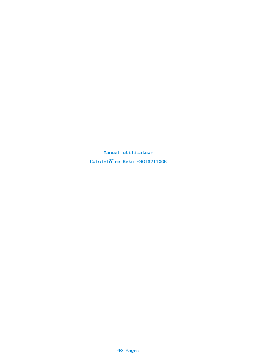Page 1 de la notice Manuel utilisateur Beko FSGT62110GB