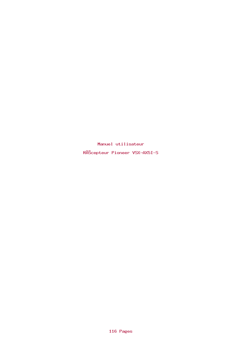 Page 1 de la notice Manuel utilisateur Pioneer VSX-AX5I-S