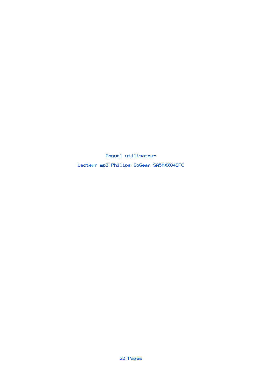 Page 1 de la notice Manuel utilisateur Philips GoGear SA5MXX04SFC
