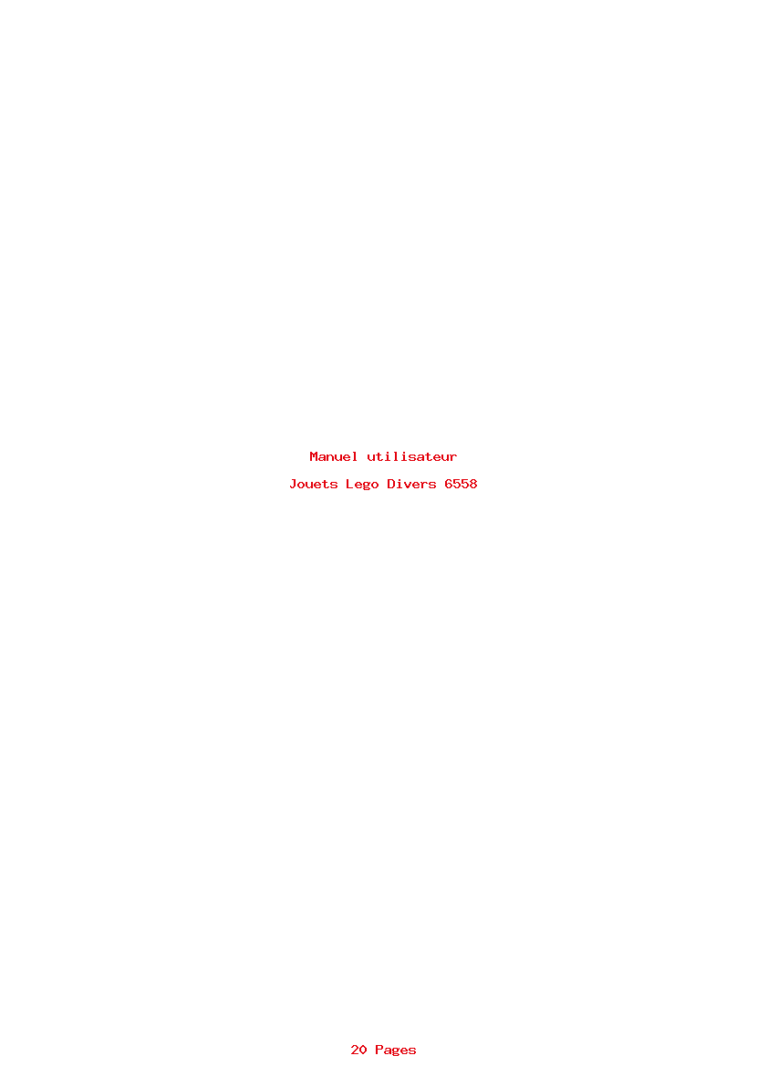 Page 1 de la notice Manuel utilisateur Lego Divers 6558