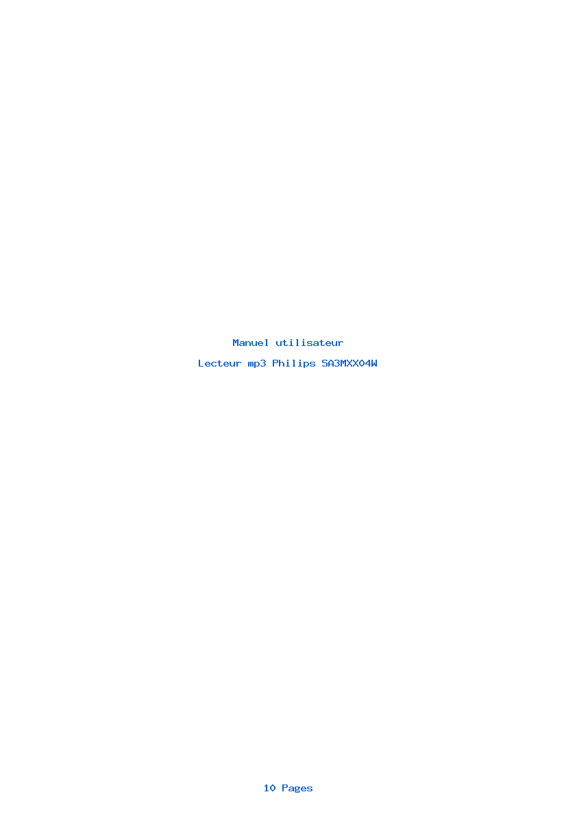 Page 1 de la notice Manuel utilisateur Philips SA3MXX04W