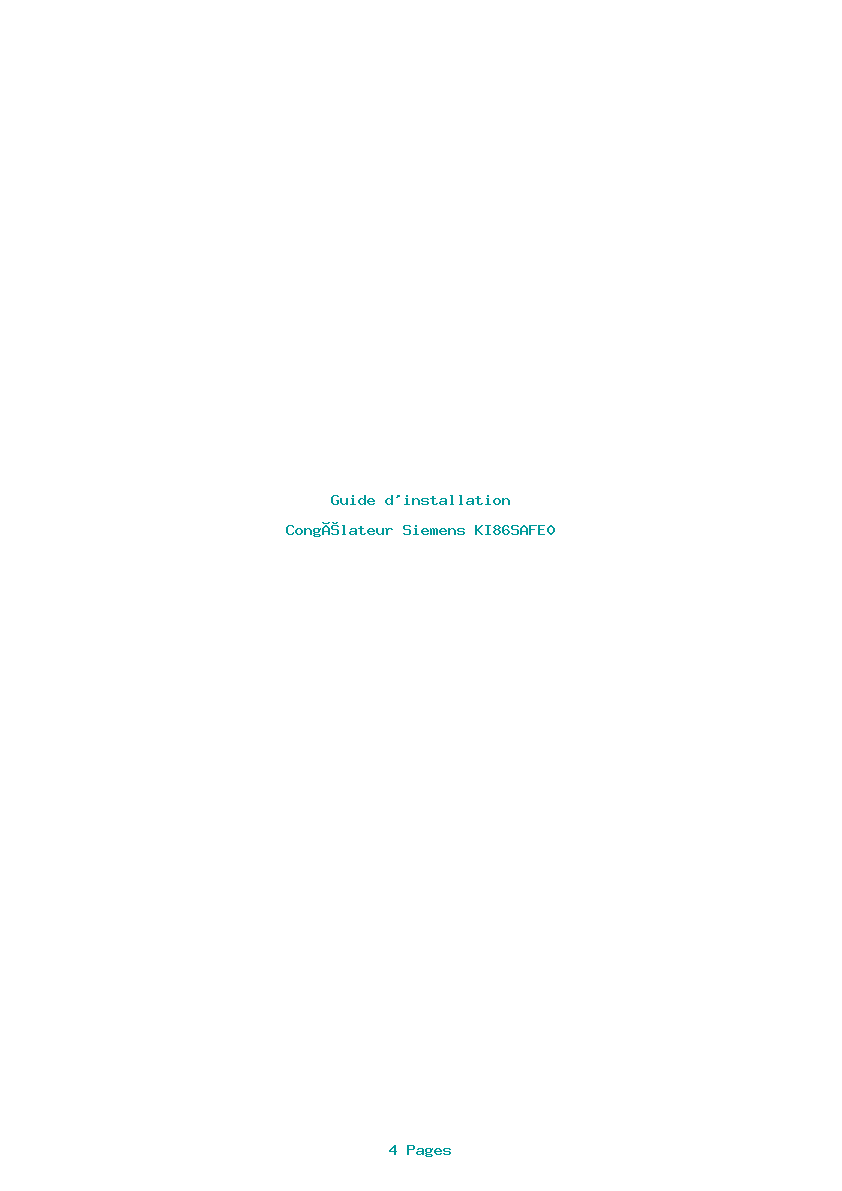 Page 1 de la notice Guide d'installation Siemens KI86SAFE0
