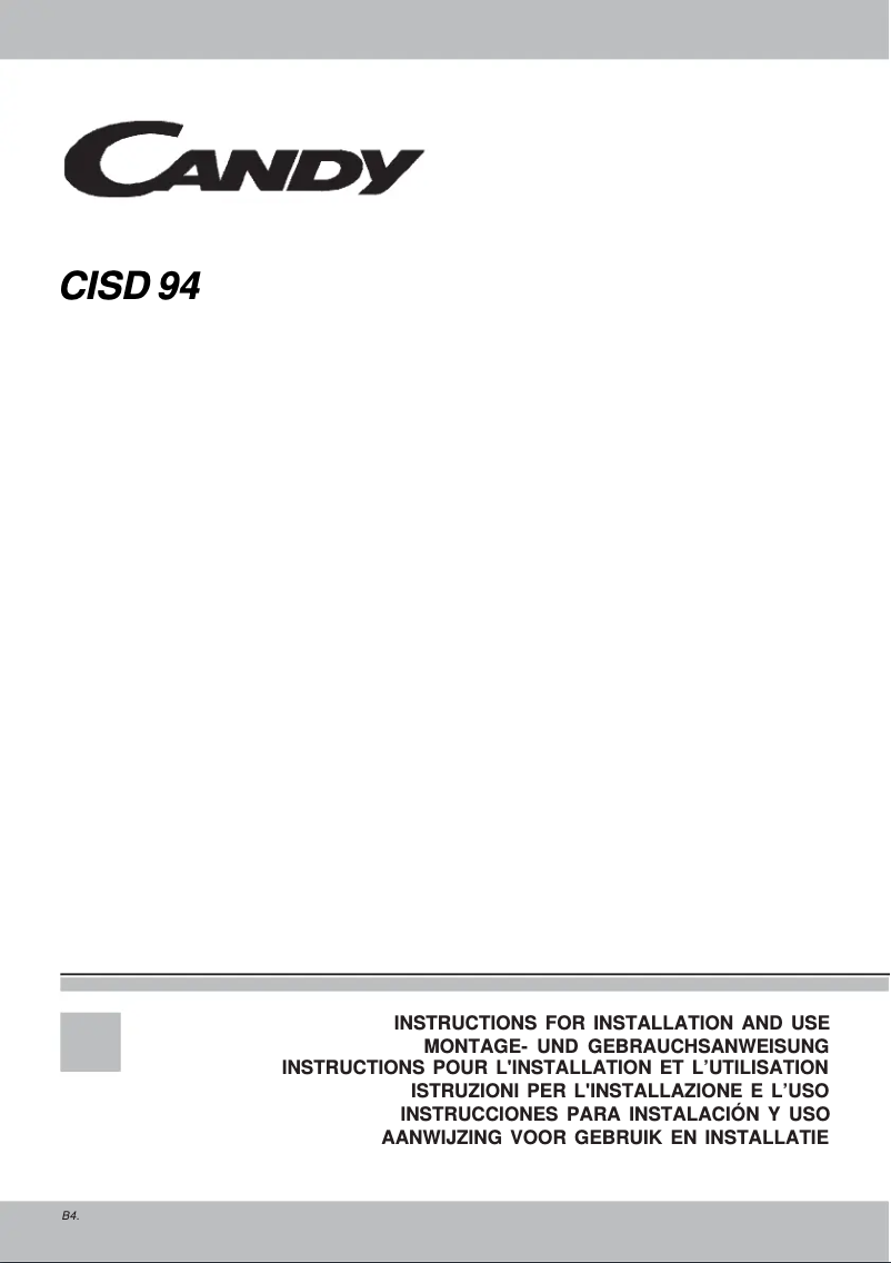 Page 1 of the manual User Manual Candy CISD 94 X