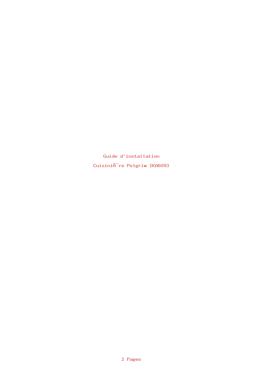 Page 1 de la notice Guide d'installation Pelgrim IKA6093